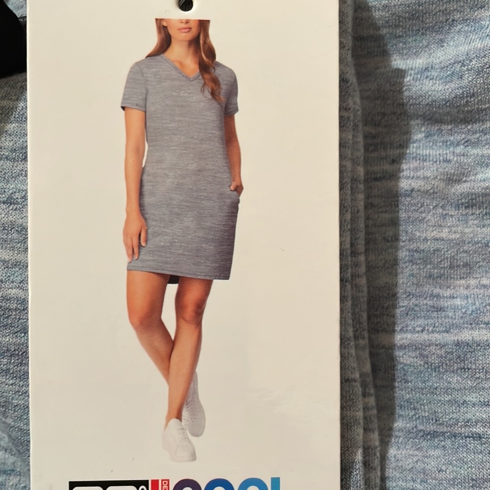 🆕 🎉HP🎉 32 Degrees XXL Blue Space Dye V-Neck Dress 👗 with Pockets